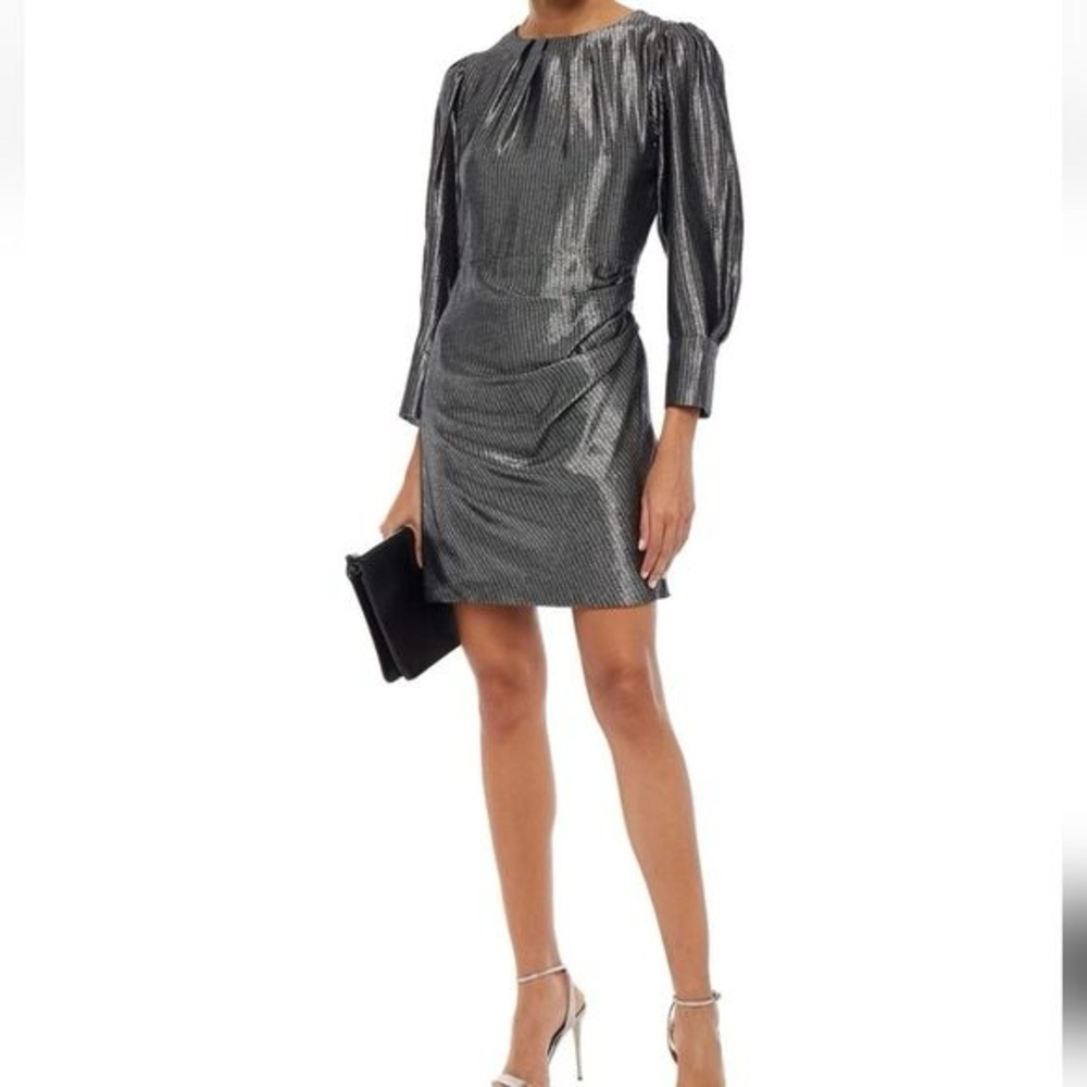 SOLD - Maje Metallic Long Sleeve Dress